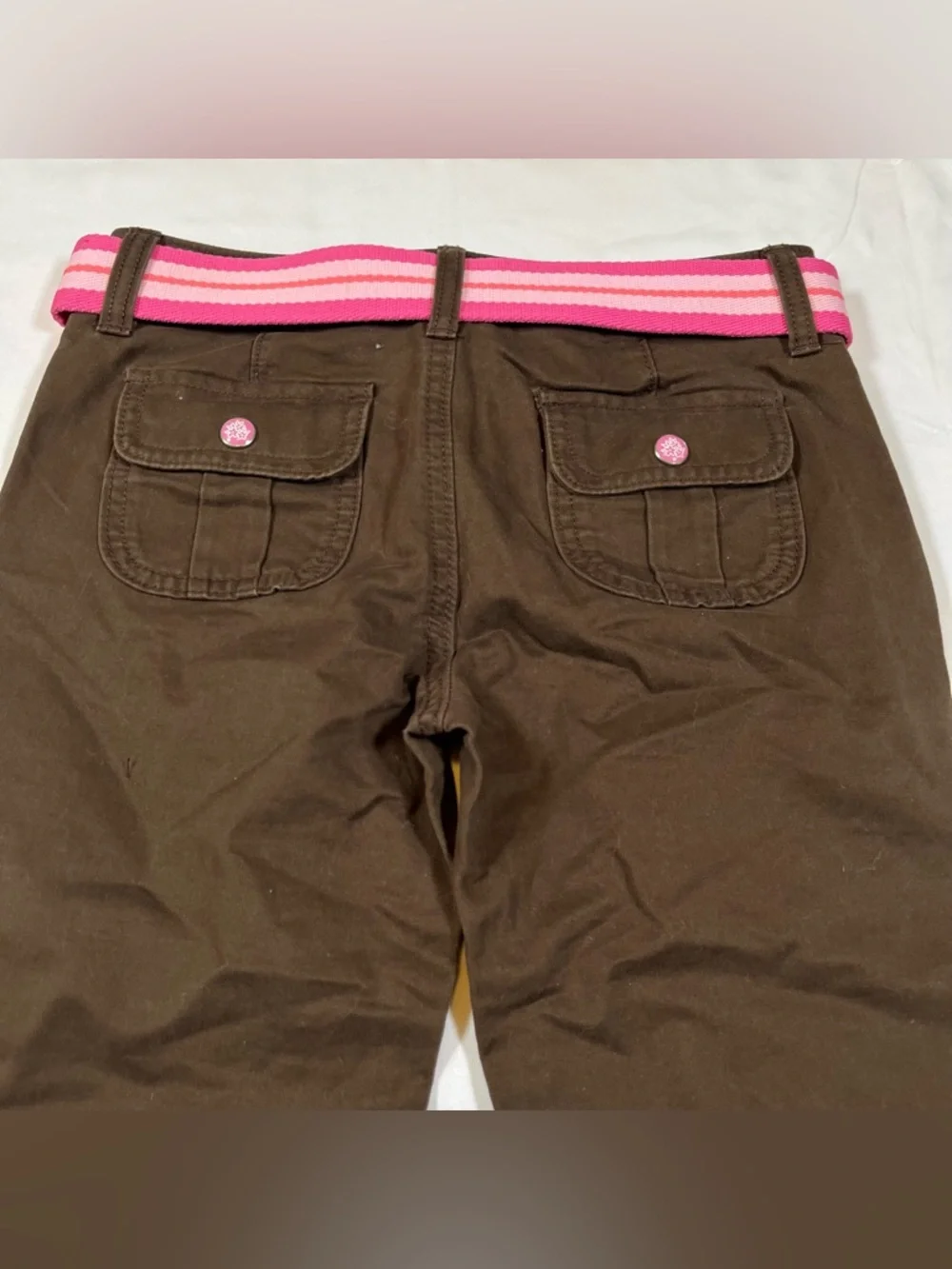 Vintage Y2K‎ Old Navy Girls Capri Waist Belt Brown Pants Size 10 Kidcore